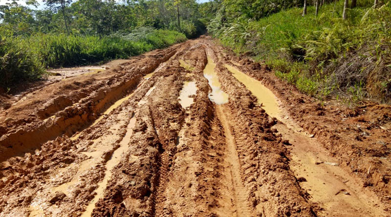 Kondisi akses jalan menuju Desa Lengkong Nyadom yang kondisinya yang semakin parah, licin dan berlumpur meskipun di musim kemarau---Dedi Irawan (2)